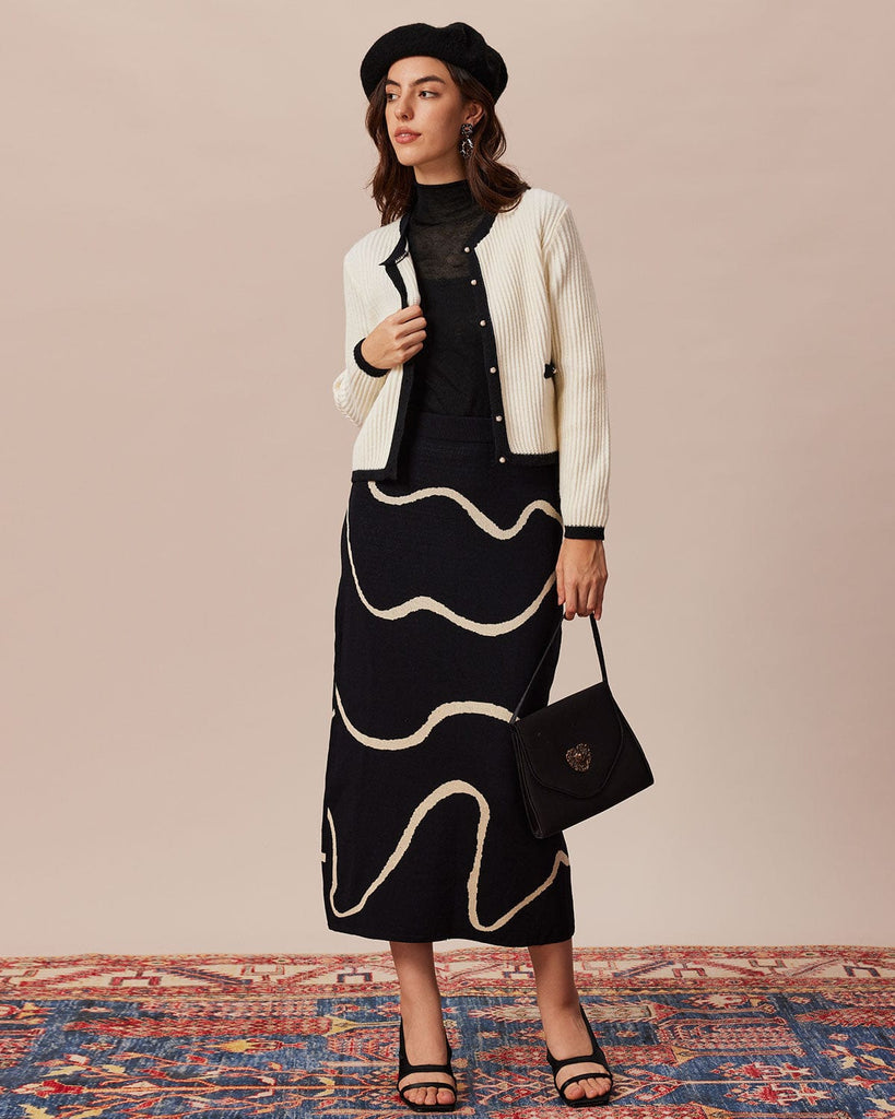 The Round Neck Contrast Trim Cardigan Tops - RIHOAS