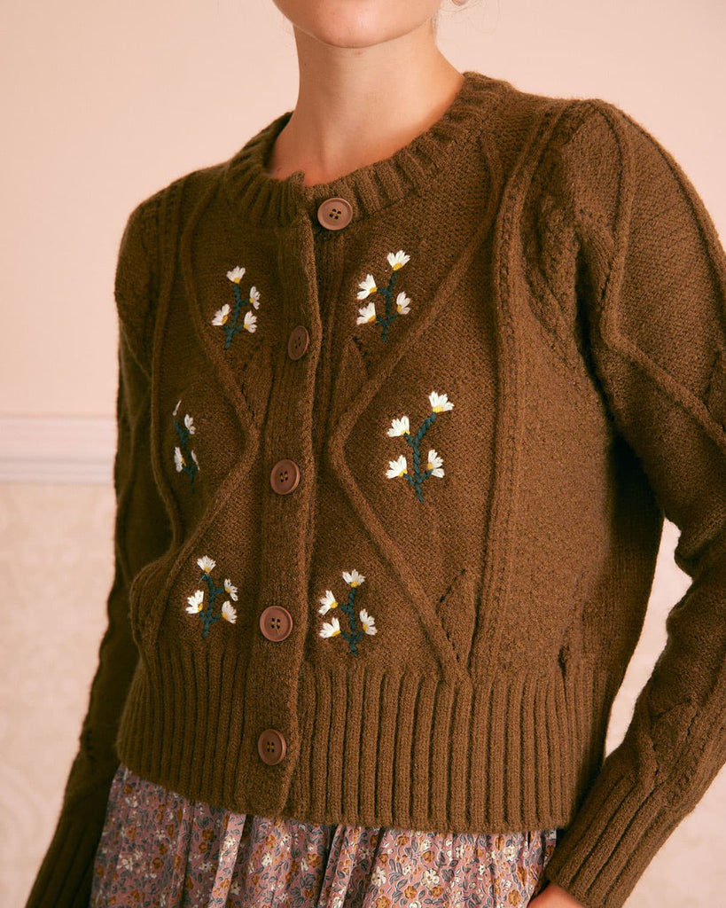 The Round Neck Embroidery Cardigan Tops - RIHOAS