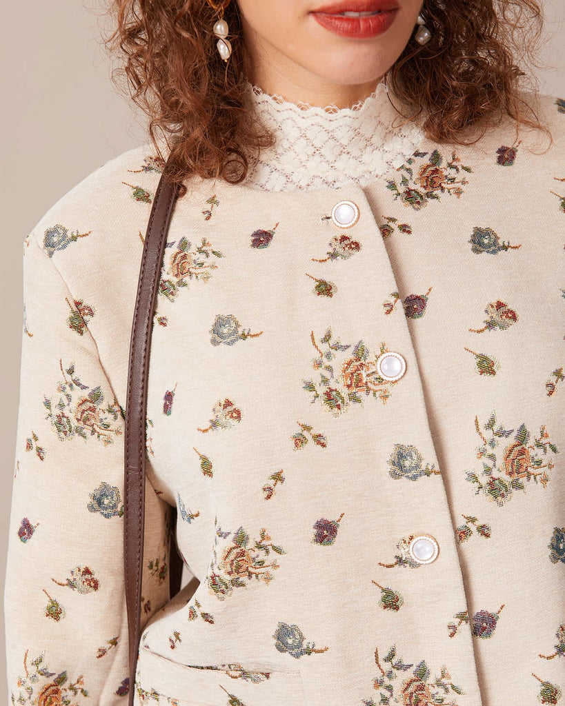 The Round Neck Floral Jacket Outerwear - RIHOAS