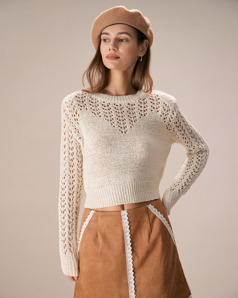 The Round Neck Hollow Knitted Top Tops - RIHOAS