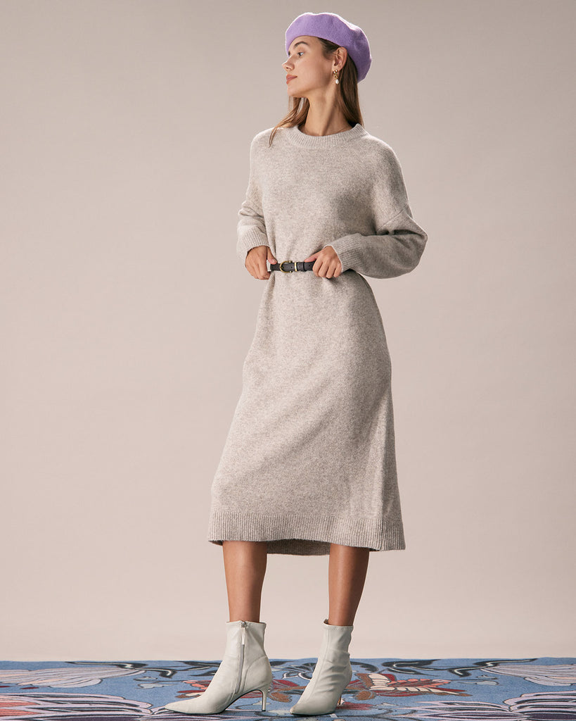 The Round Neck Knitted Dress Dresses - RIHOAS