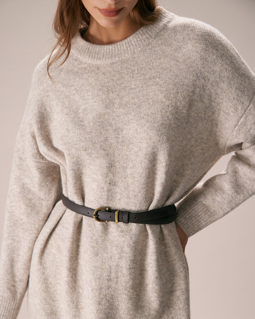 The Round Neck Knitted Dress Dresses - RIHOAS