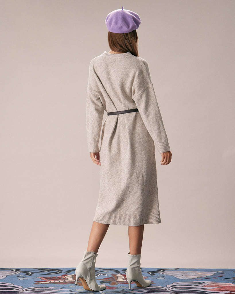 The Round Neck Knitted Dress Dresses - RIHOAS