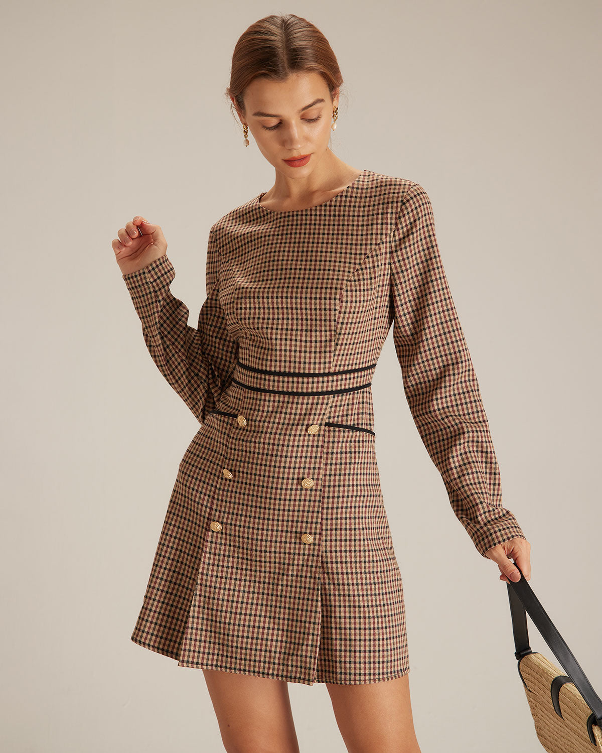 Plaid dress on sale with buttons