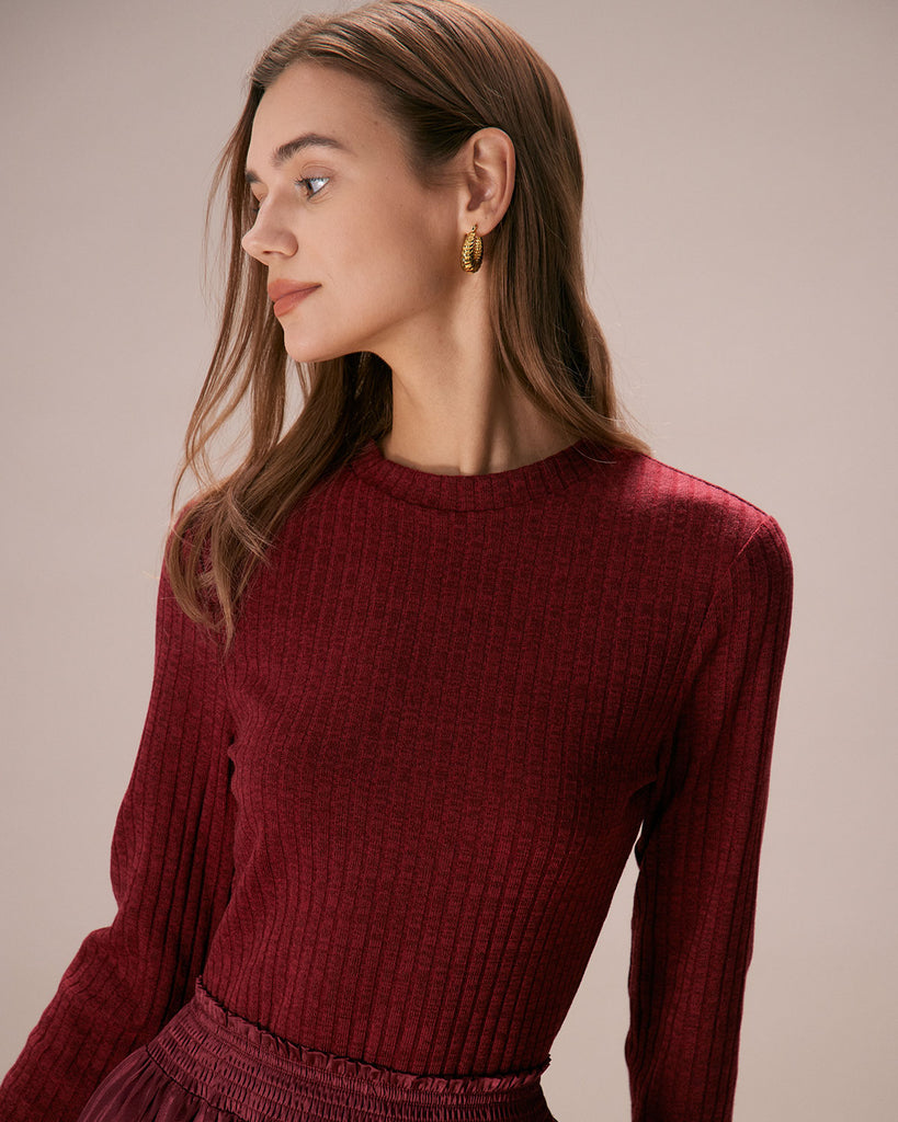 The Round Neck Ribbed Top Tops - RIHOAS