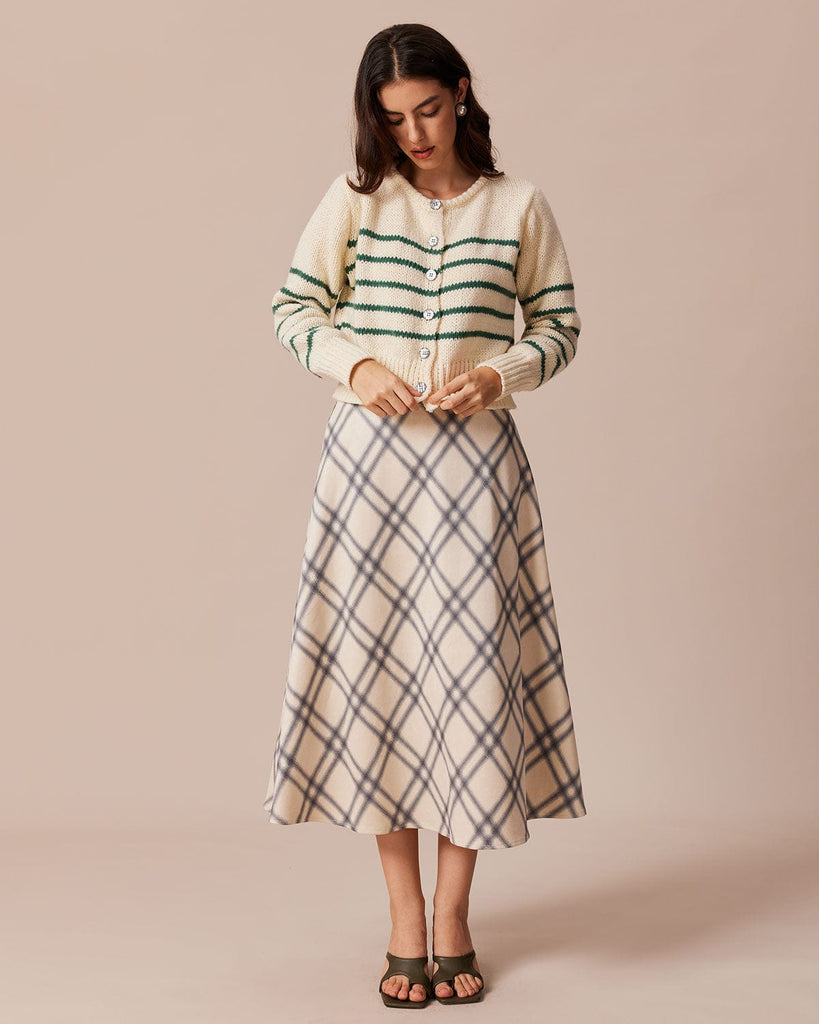 The Round Neck Striped Cardigan Tops - RIHOAS