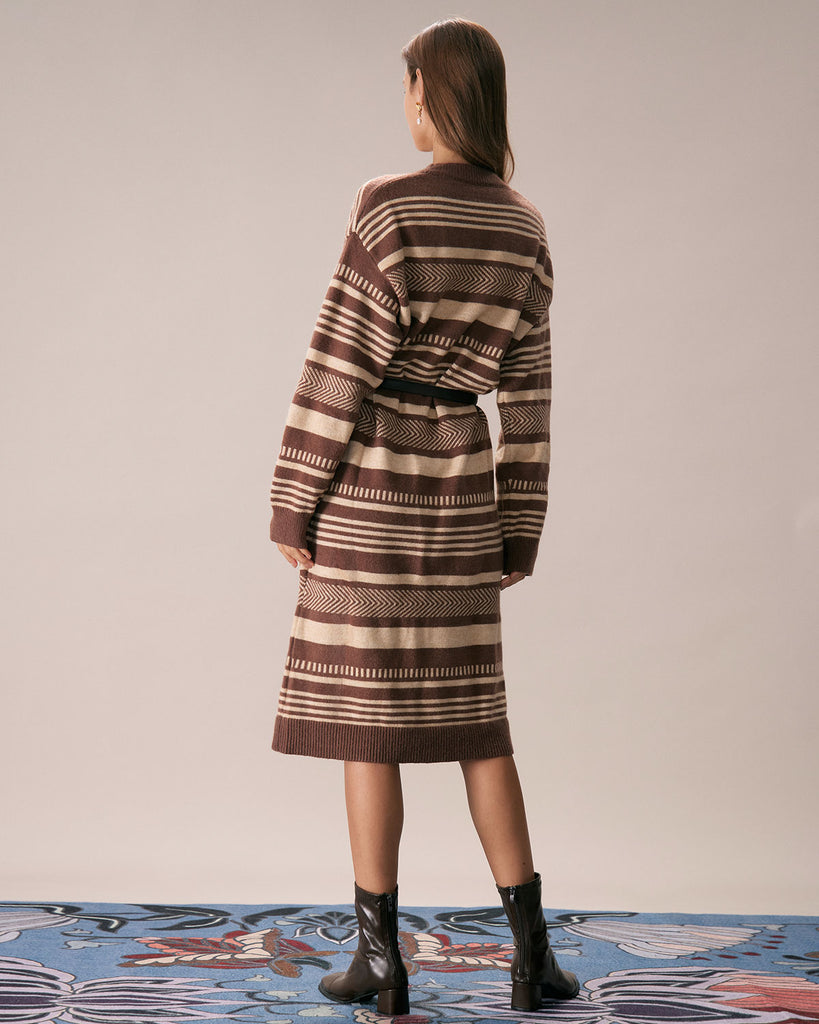 The Round Neck Striped Color Block Dress Dresses - RIHOAS