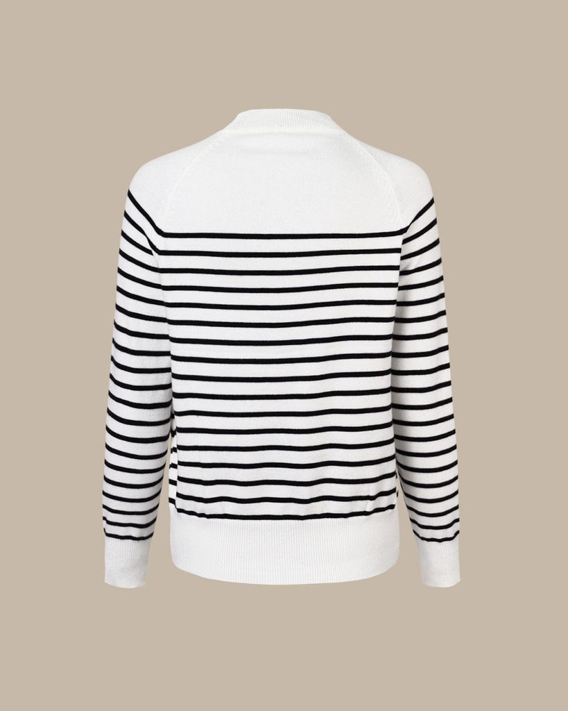 The Round Neck Striped Sweater Tops - RIHOAS