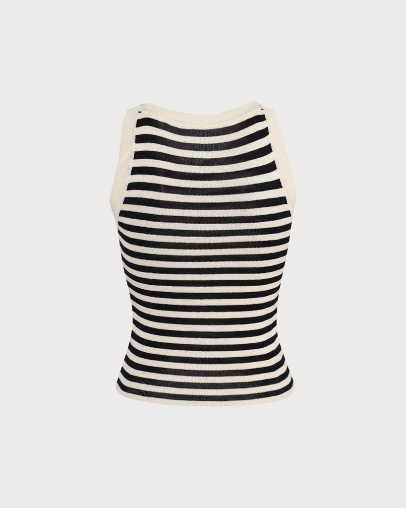 The Round Neck Striped Tank Top Tops - RIHOAS