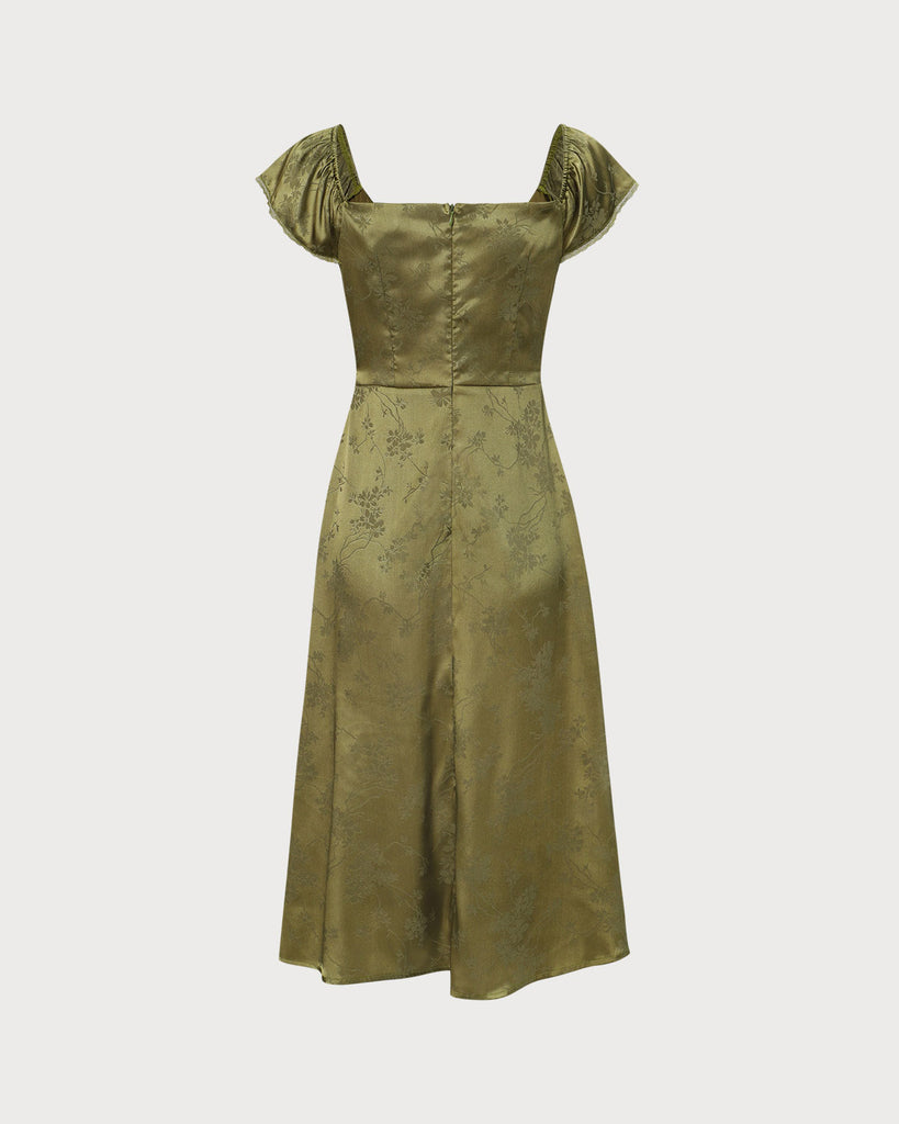 The Satin Jacquard Side Split Dress Dresses - RIHOAS