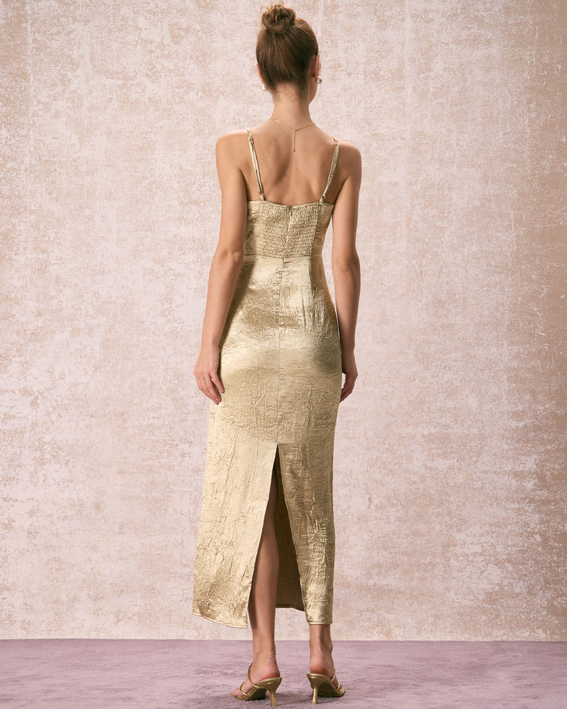 The Satin Split Maxi Dress Dresses - RIHOAS