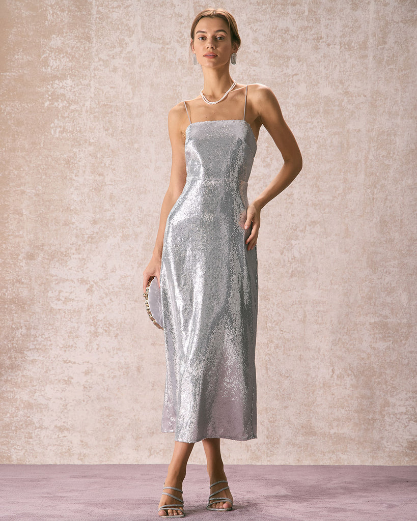 The Silver Sequin Maxi Dress Dresses - RIHOAS