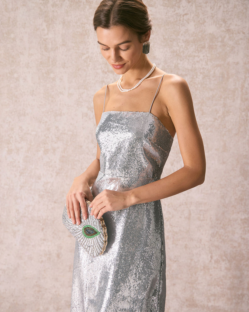 The Silver Sequin Maxi Dress Dresses - RIHOAS