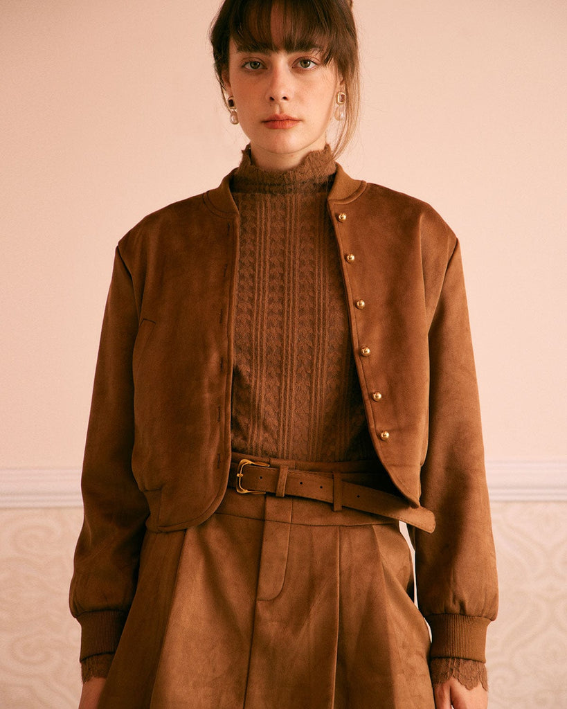 The Single-Breasted Suede Jacket Outerwear - RIHOAS