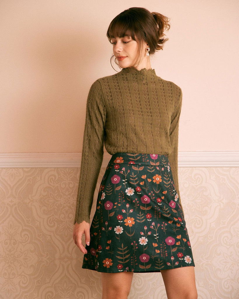 The Slant Pocket Floral Mini Skirt Bottoms - RIHOAS