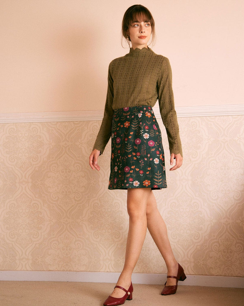 The Slant Pocket Floral Mini Skirt Bottoms - RIHOAS