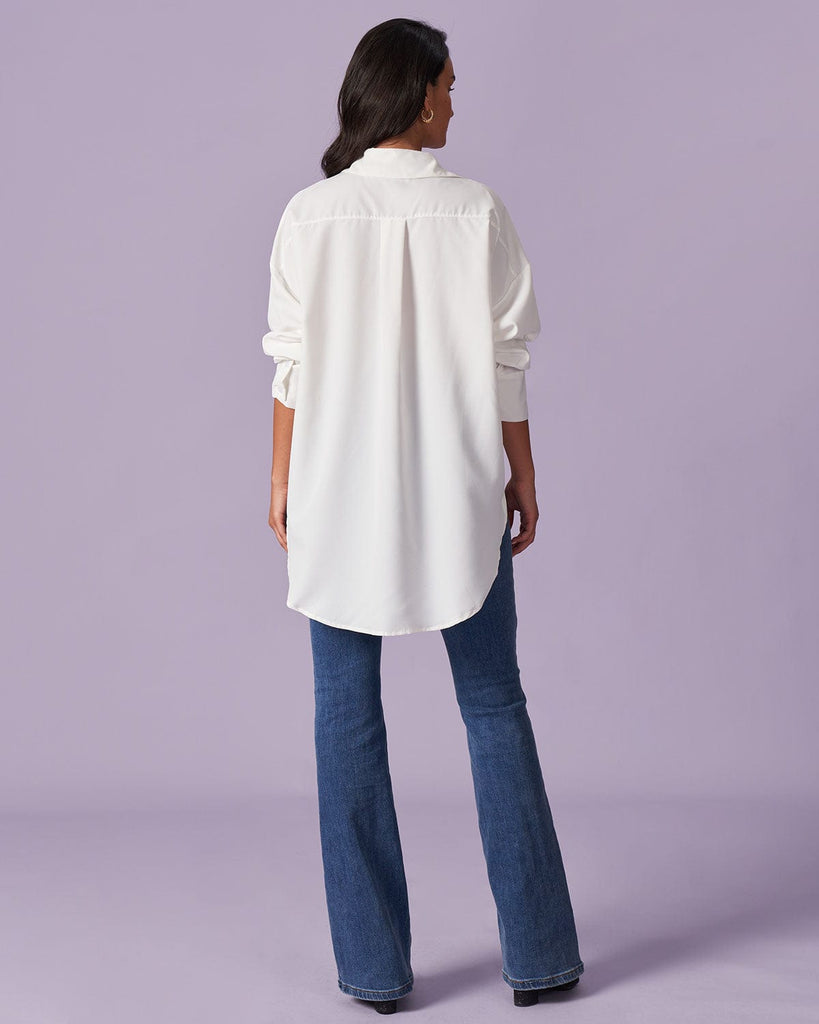 The Solid Button-Down Pocket Shirt Tops - RIHOAS