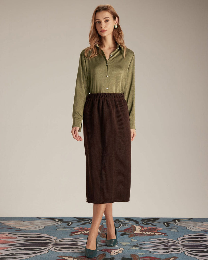 The Solid Color Button Satin Shirt Tops - RIHOAS