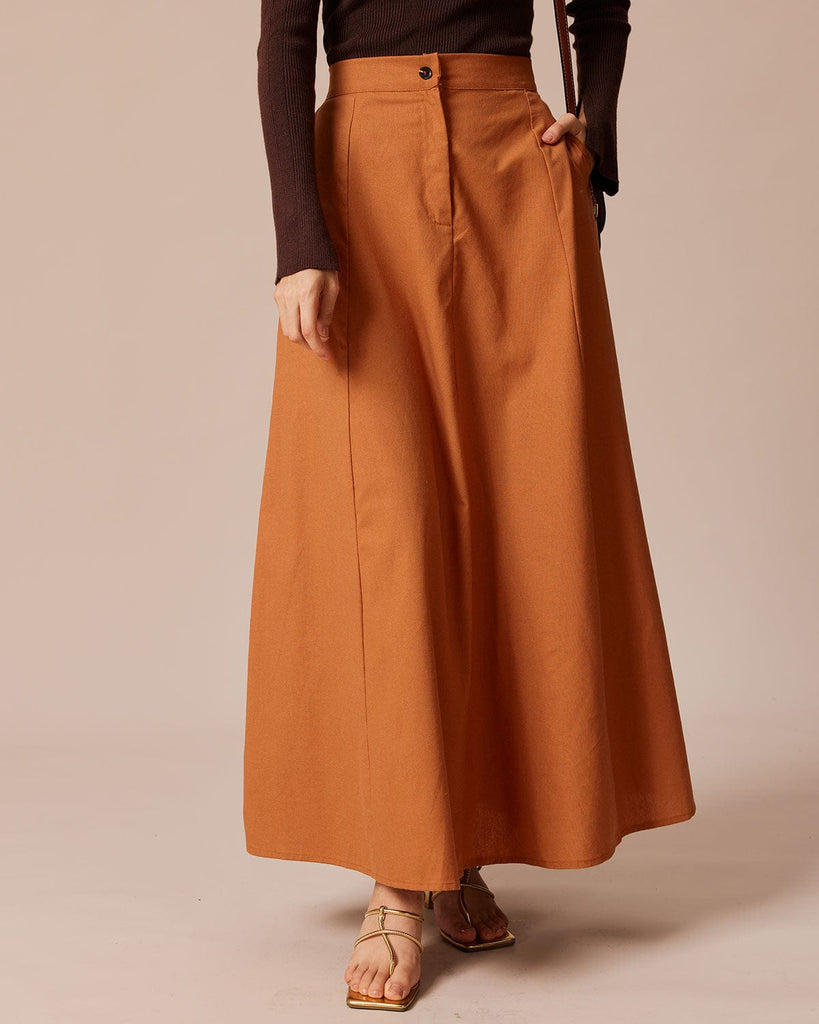 The Solid Color Pocket Midi Skirt Bottoms - RIHOAS