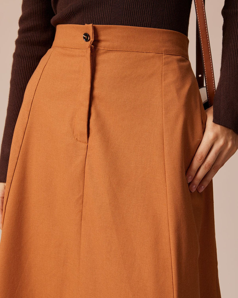 The Solid Color Pocket Midi Skirt Bottoms - RIHOAS