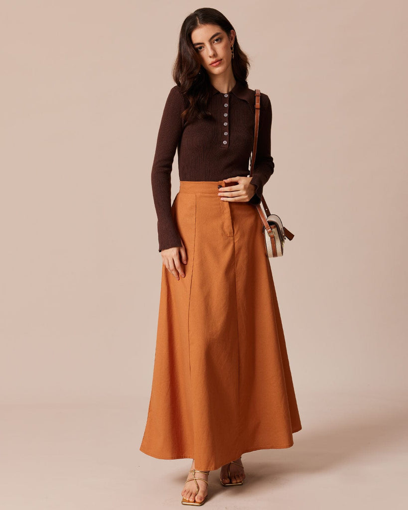 The Solid Color Pocket Midi Skirt Bottoms - RIHOAS