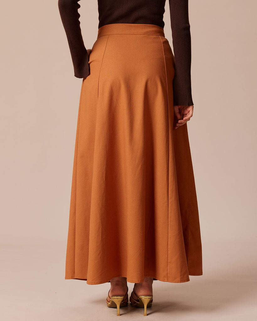 The Solid Color Pocket Midi Skirt Bottoms - RIHOAS
