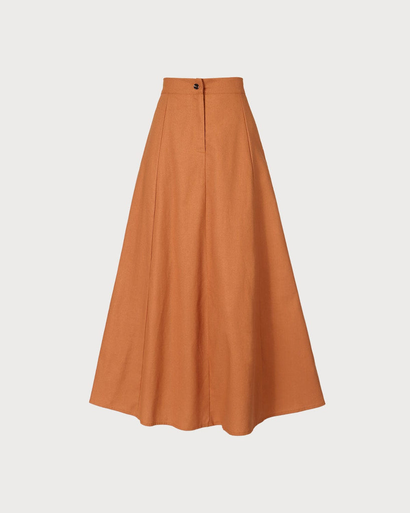 The Solid Color Pocket Midi Skirt Khaki Bottoms - RIHOAS