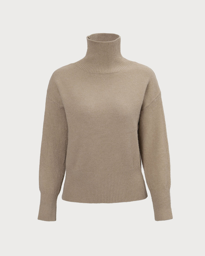 The Solid Color Turtleneck Pullover Sweater Tops - RIHOAS
