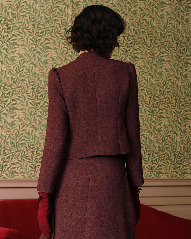 ◆Since Then◆ burgundy tweed jacket Burgundy tweed jacket – SINCETHEN