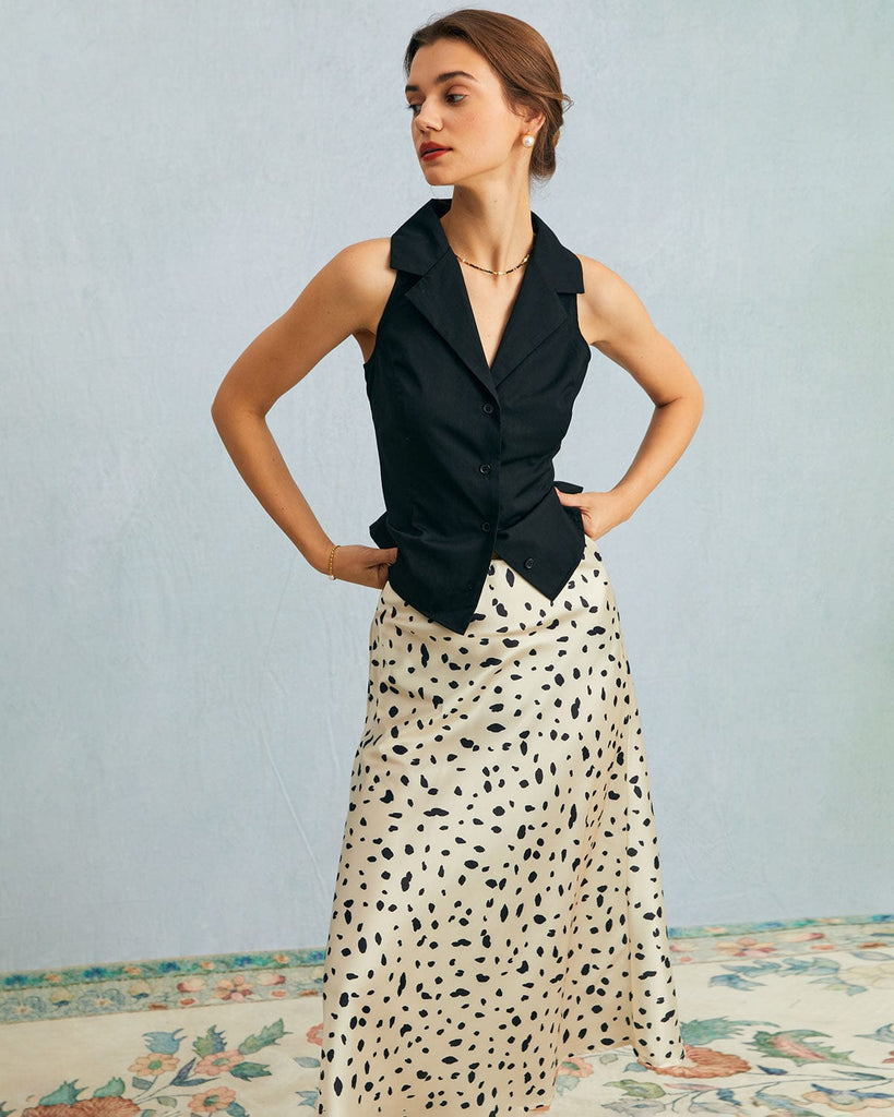 The Solid Lapel Neck Vest Tops - RIHOAS