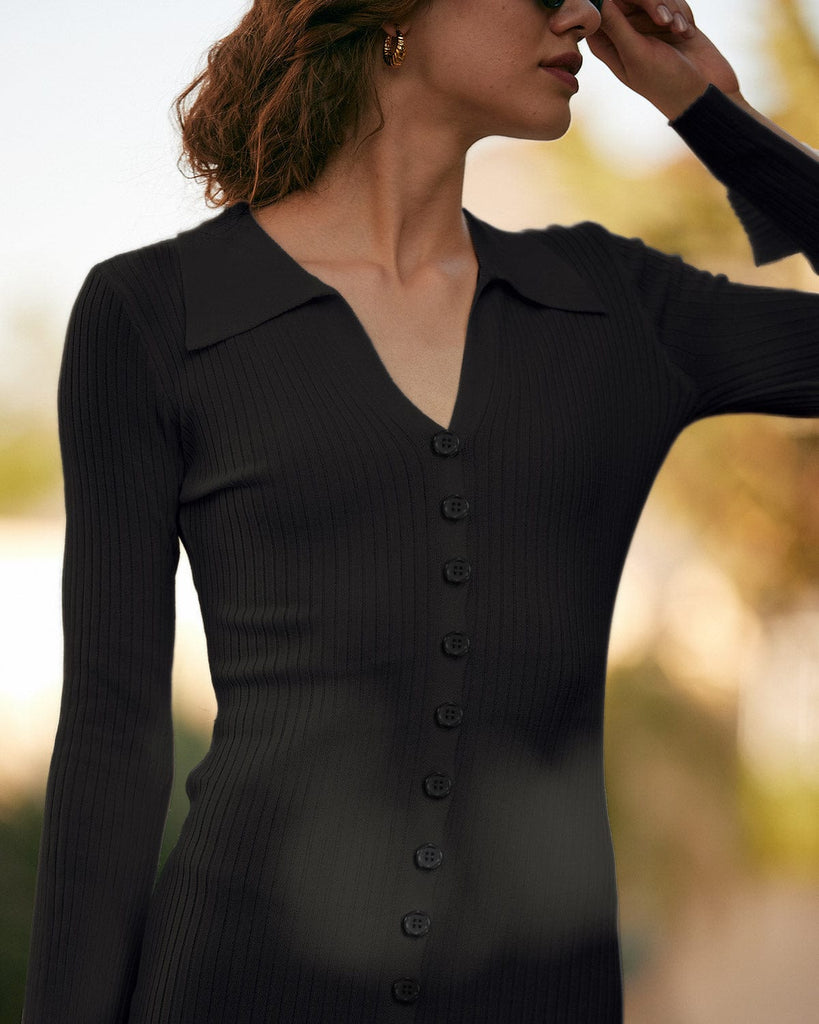 The Split Cuff Detail Sweater Dress Dresses - RIHOAS