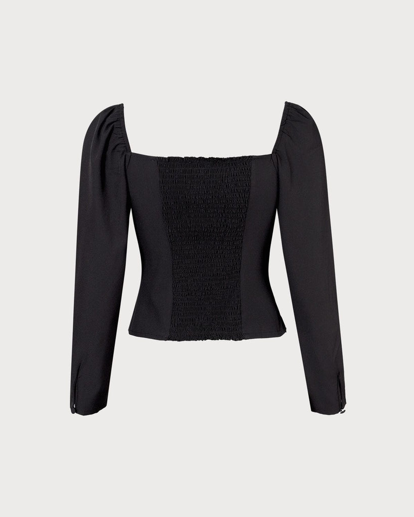 The Square Neck Contrast Blouse Tops - RIHOAS
