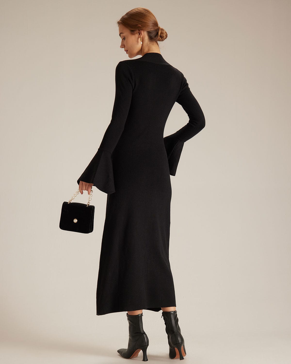 The Black Square Neck Flare Sleeve Midi Dress & Reviews - Black - Dresses | RIHOAS The Black Square Neck Flare Sleeve Midi Dress & Reviews - Black - Dresses | RIHOAS