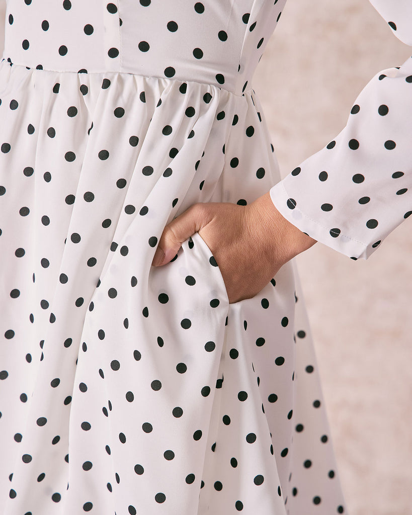 The Square Neck Polka Dot Mini Dress Dresses - RIHOAS