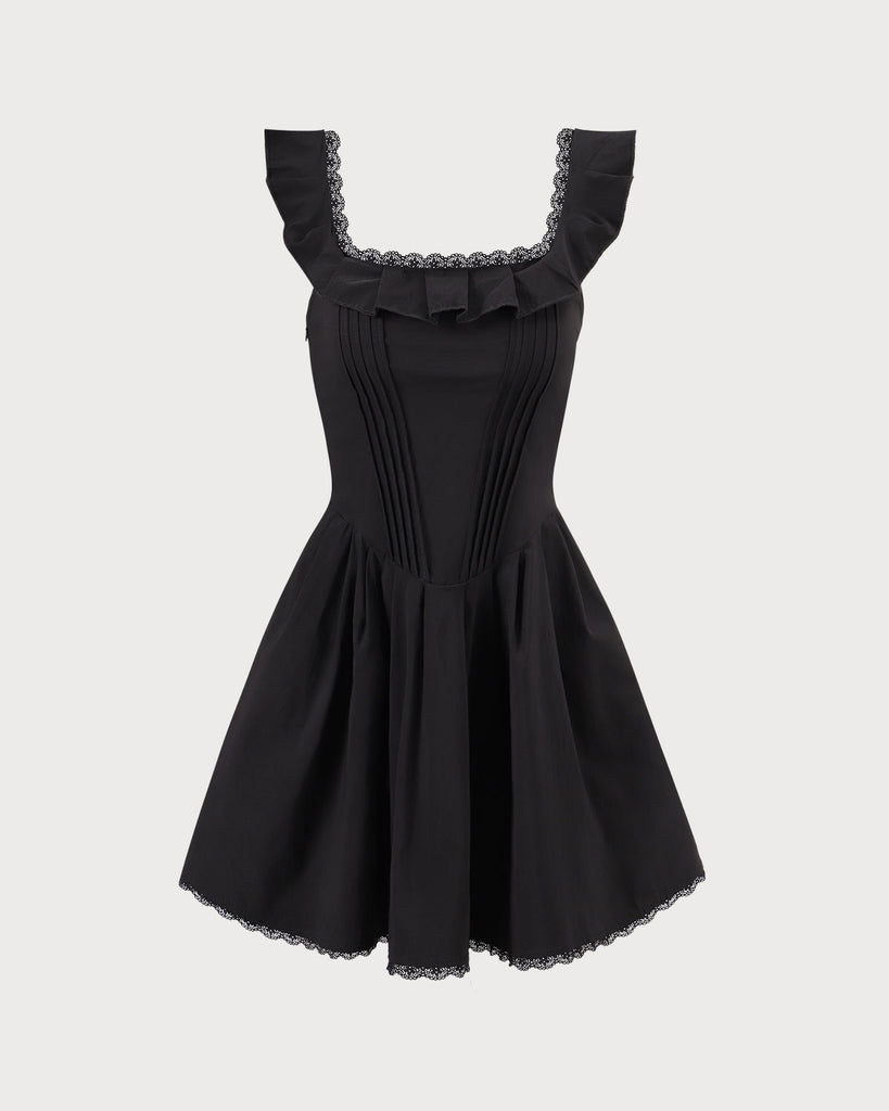 The Square Neck Ruffle Mini Dress Dresses - RIHOAS