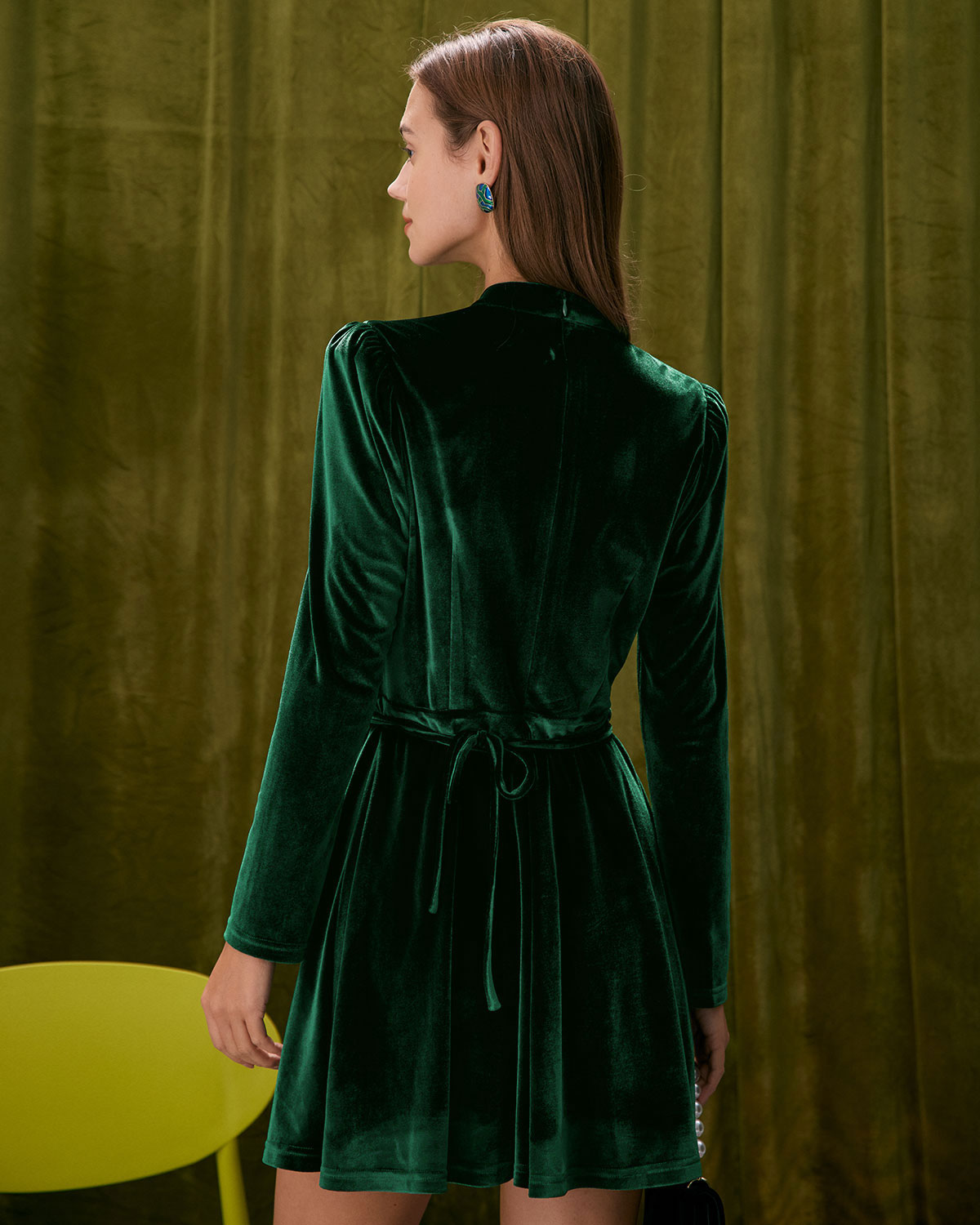 The Green Stand Cut Out Velvet Mini Dress The Green Stand Cut Out Velvet Mini Dress