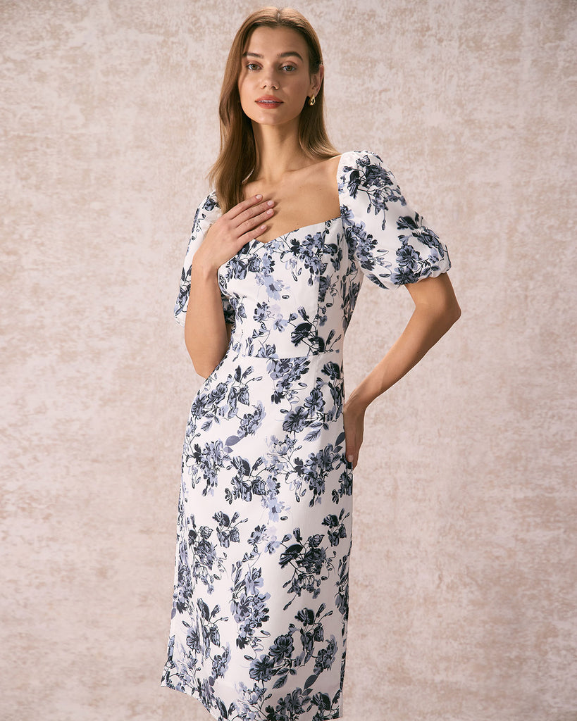 The Sweetheart Neck Floral Midi Dress Multi Dresses - RIHOAS