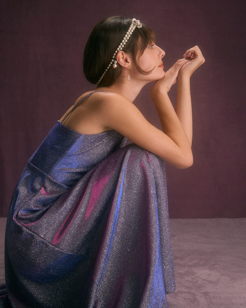 The Sweetheart Neck Glitter Maxi Dress Dresses - RIHOAS