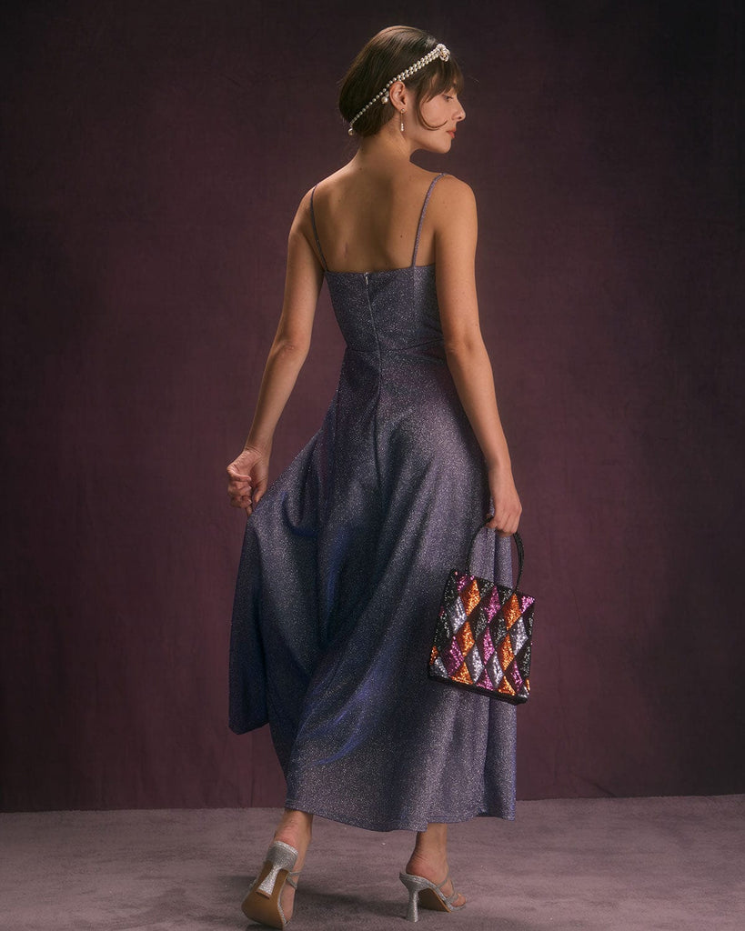 The Sweetheart Neck Glitter Maxi Dress Dresses - RIHOAS