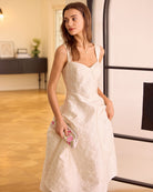 The Sweetheart Neck Jacquard Midi Dress Dresses - RIHOAS