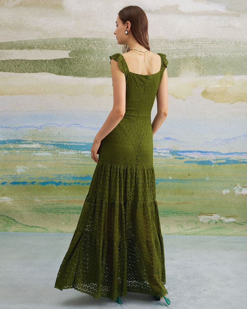 The Sweetheart Neck Lace Tiered Dress Dresses - RIHOAS