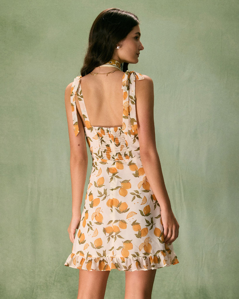 The Sweetheart Neck Lemon Mini Dress Dresses - RIHOAS