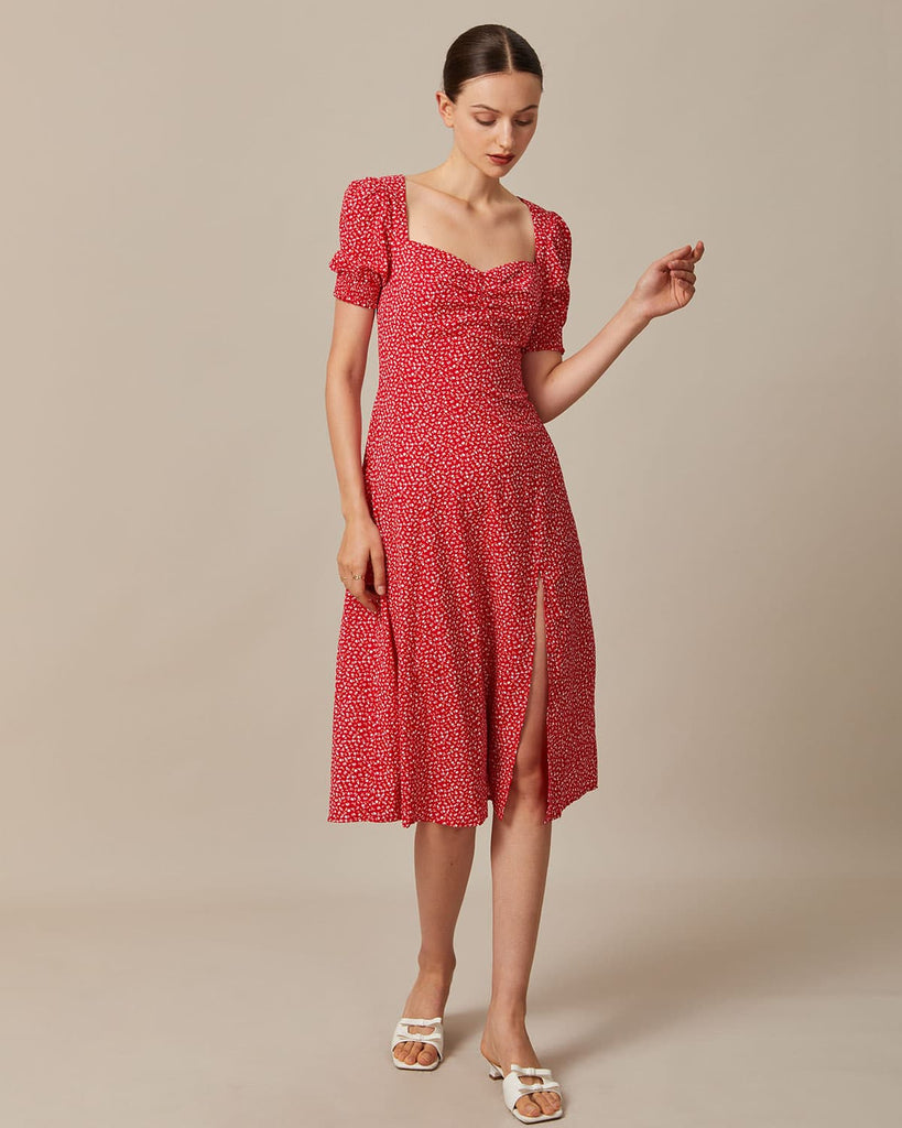 The Sweetheart Neck Puff Sleeve Dress Dresses - RIHOAS