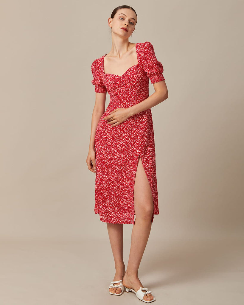 The Sweetheart Neck Puff Sleeve Dress Dresses - RIHOAS