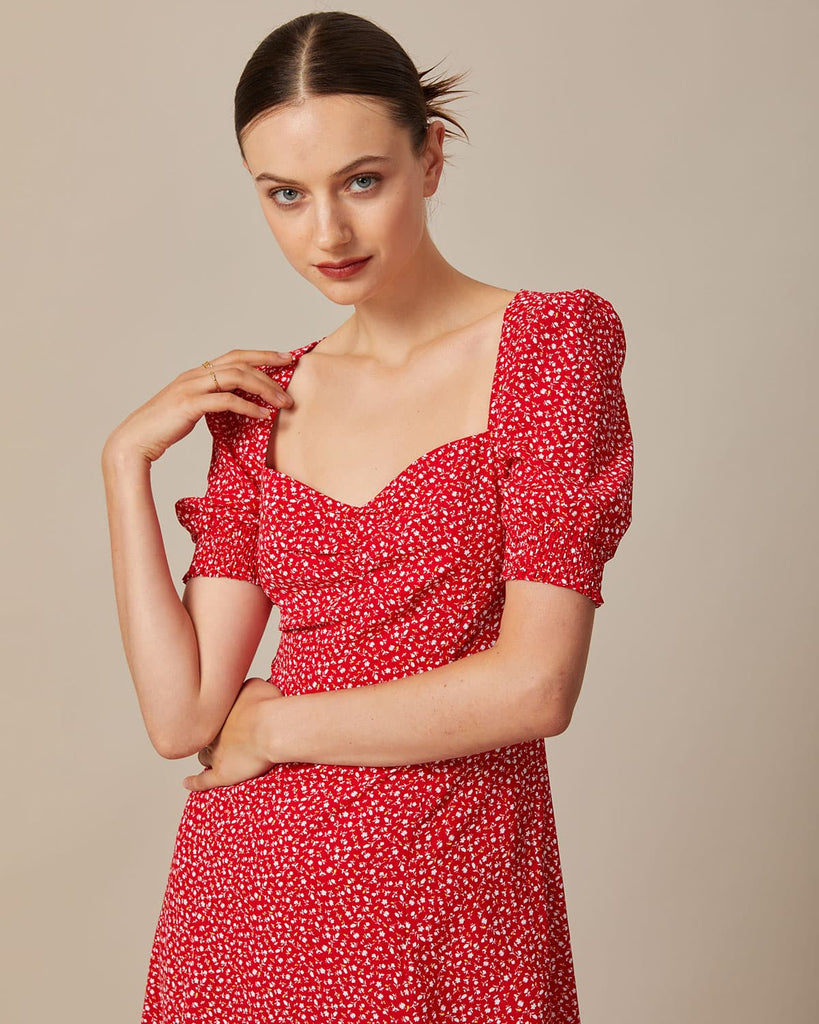 The Sweetheart Neck Puff Sleeve Dress Dresses - RIHOAS