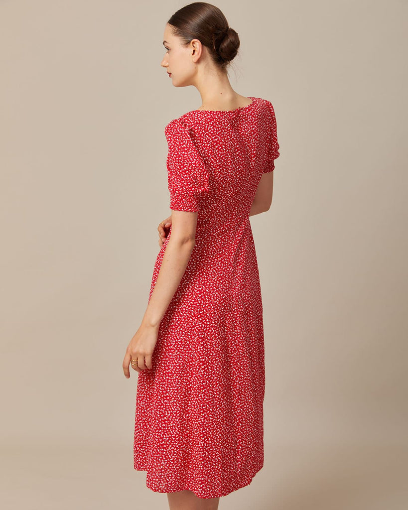 The Sweetheart Neck Puff Sleeve Dress Dresses - RIHOAS