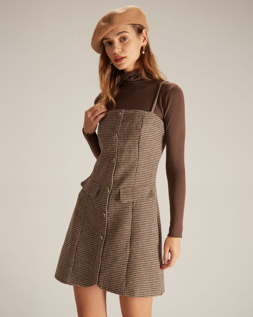 The Turtleneck Top And Plaid Dress Sui Two-Piece Outfits - RIHOAS