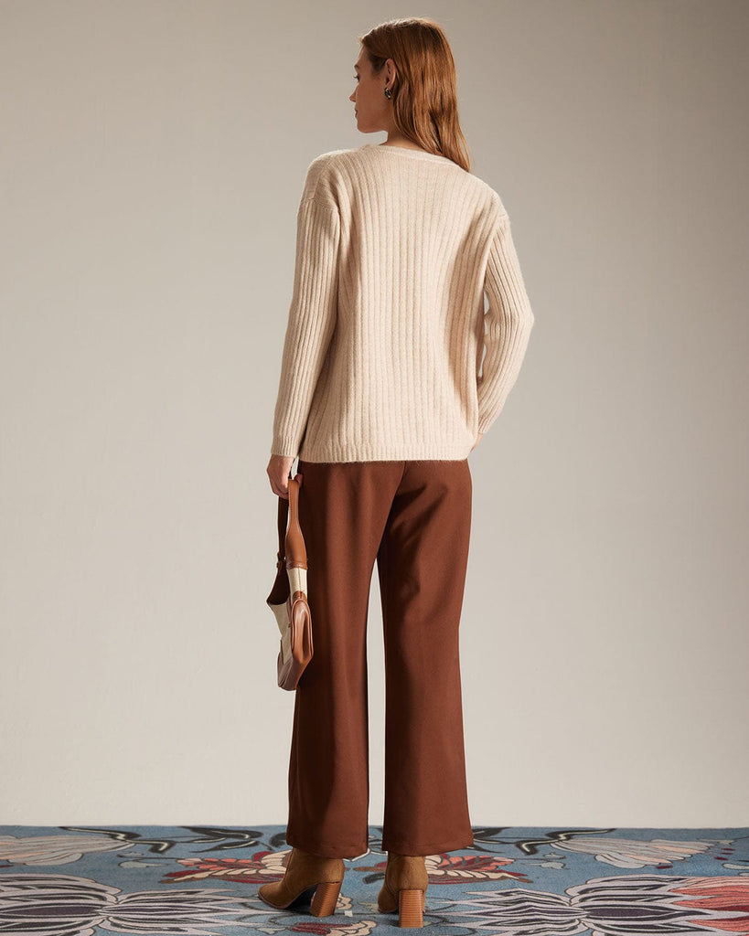 The V-Neck Button-Down Knitted Cardigan Tops - RIHOAS