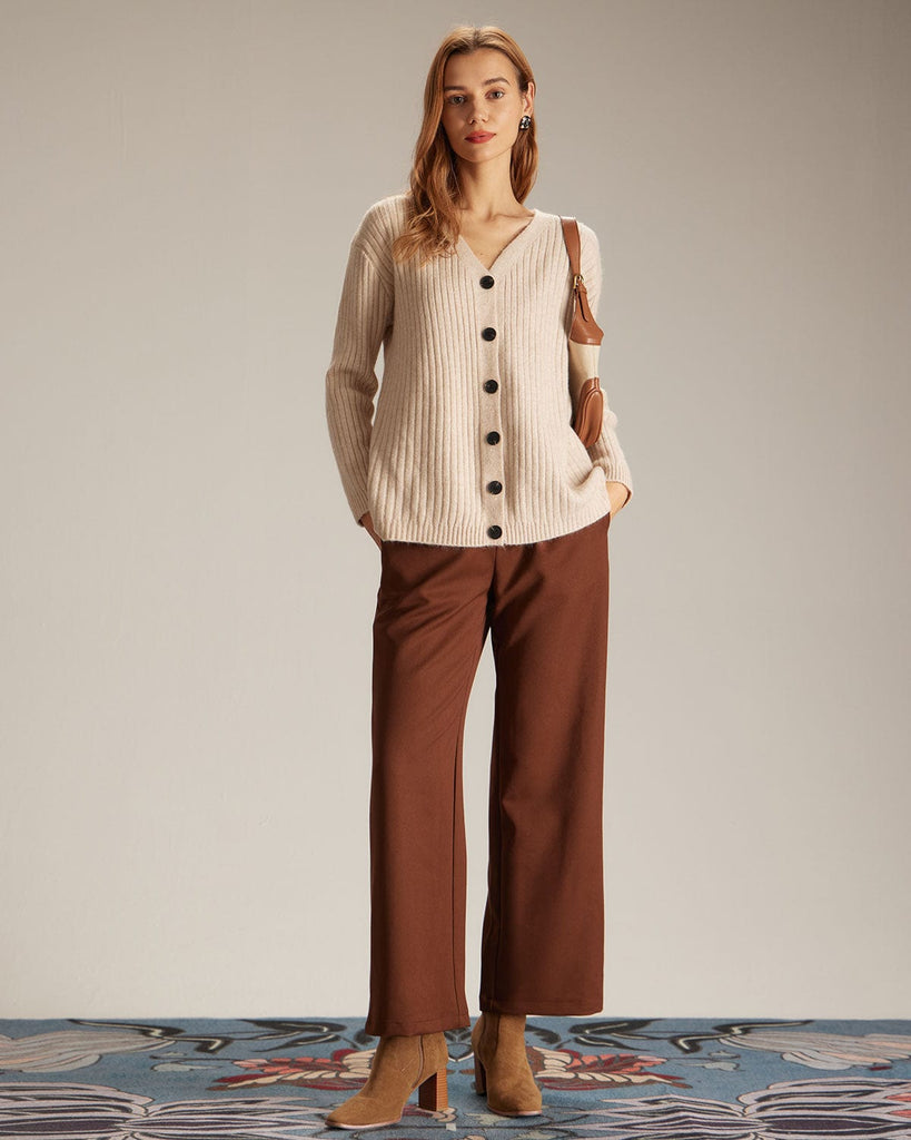 The V-Neck Button-Down Knitted Cardigan Tops - RIHOAS