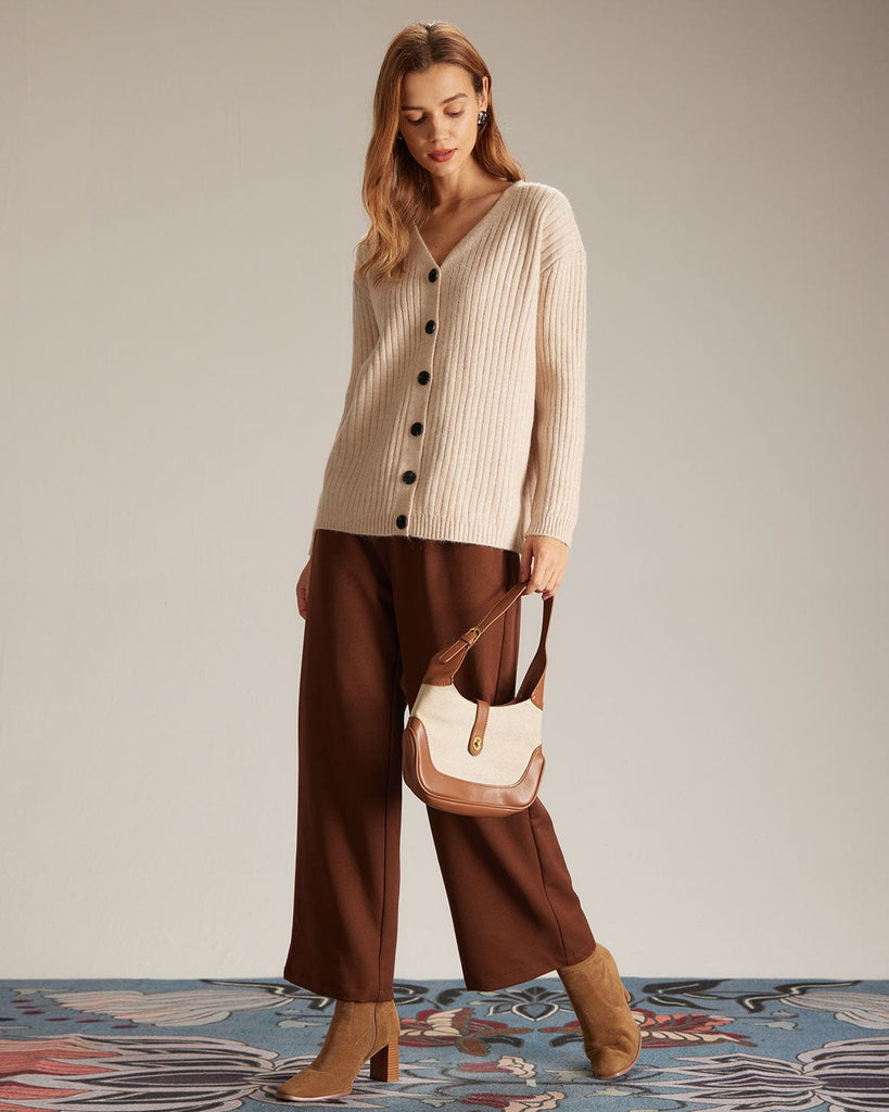 The V-Neck Button-Down Knitted Cardigan Tops - RIHOAS